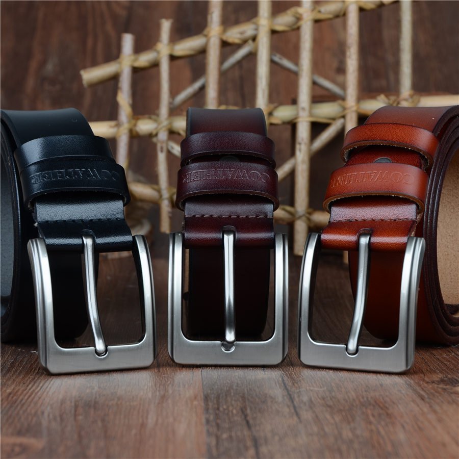 New Leather Belt Automatic Buckle First Layer Cowhide Checkerboard Genuine  Leather Men's Belt Business Casual Leather Belt - Temu United Kingdom